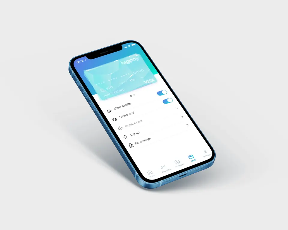 BigPay card freezing animation frames