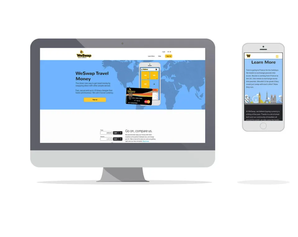 WeSwap website and app shown across devices