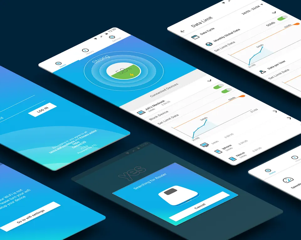 Yes device manager app screens